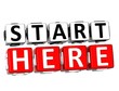 3D Start Here button icon over white background