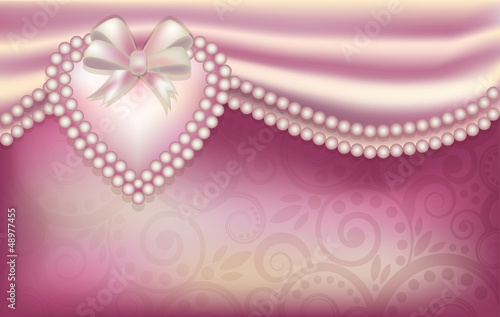 Vector: Valentine s Day card with pearl hearts, vector Valentine s Day card with pearl hearts, vector