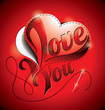 Vektor: Valentines Day illustration with Love You title and sewing heart Valentines Day illustration with Love You title and sewing heart