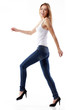 Photo: Young, happy, girl takes a step. Young, happy, girl takes a step.