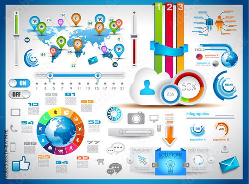 Vector: Infographic elements - set of paper tags Infographic elements - set of paper tags