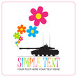 Abstract vector illustration with tank and flowers. Place for yo