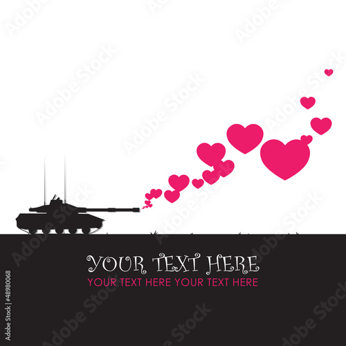 Vector: Abstract vector illustration with tank and hearts. Place for you Abstract vector illustration with tank and hearts. Place for you