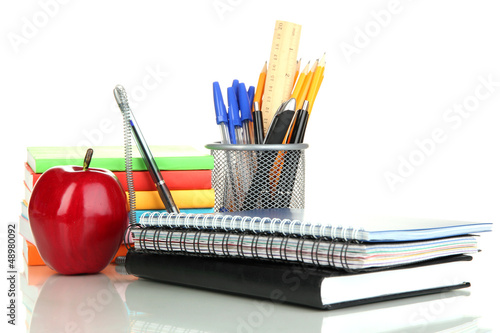 Photo: School and office supplies isolated on white School and office supplies isolated on white