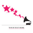 Vintage gramophone with stars. Abstract vector illustration. Pla