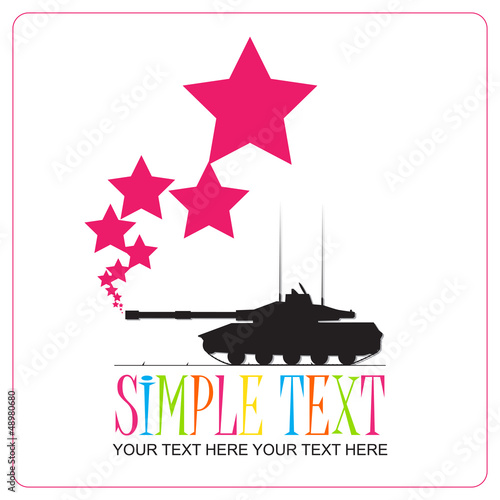Vector: Abstract vector illustration with tank and hearts. Abstract vector illustration with tank and hearts.
