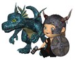 Toon Baby Viking and Pet Dragon