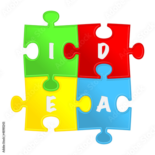 Vector: pieces of puzzle and word "idea ". pieces of puzzle and word "idea ".