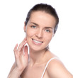 young beautiful woman demonstrate her perfect skin