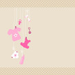 Card Baby Symbols Shirt Girl Dots Border Beige