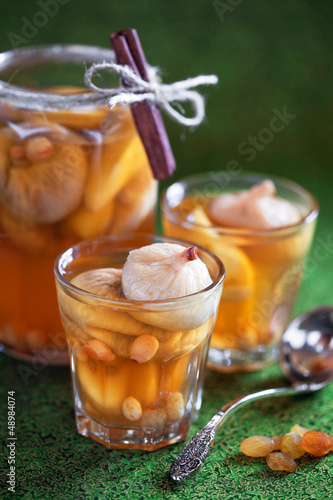 Photo: Compote of dried figs, raisins and apples with cinnamon Compote of dried figs, raisins and apples with cinnamon
