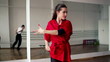 Professional dancers dancing in ballroom, steadicam shot