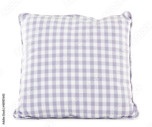Photo: One purple pillow isolated on white One purple pillow isolated on white