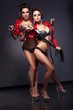 Couple of Enticing Lesbian Flirty Women in Heels - Nightlife