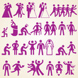 Valentines day icons silhouettes, love wedding related themes