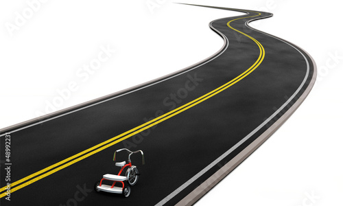 Illustration: tricycle on the road tricycle on the road