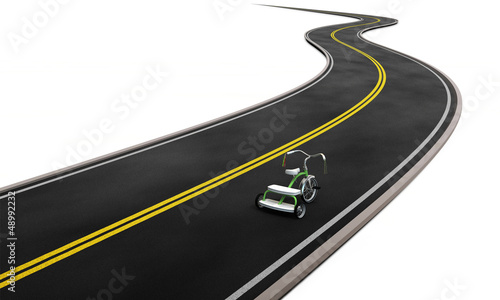 Illustration: tricycle on the road tricycle on the road