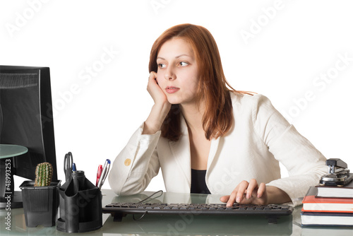 Photo: Secretary female typing on a computer keyboard Secretary female typing on a computer keyboard