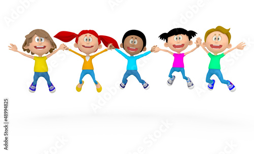 Illustration: 3D kids jumping 3D kids jumping