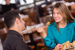 Woman having dinner with her boyfriend