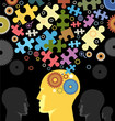 Head with gears and puzzles   in progress