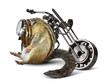 Photo: Funny chipmunk biker with motorcycle Funny chipmunk biker with motorcycle