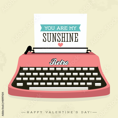 Vector: Vintage typewriter with happy valentine's day slogan Vintage typewriter with happy valentine's day slogan