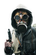 Post apocalyptic survivor in gas mask