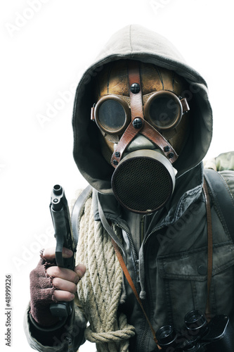 Photo: Post apocalyptic survivor in gas mask Post apocalyptic survivor in gas mask