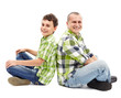 Photo: Father and son back to back Father and son back to back
