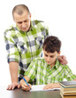 Father helping son with homework