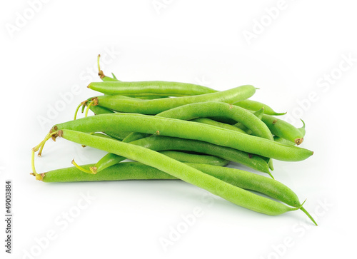 Photo: green beans on white background green beans on white background