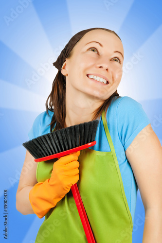 Photo: woman with broom woman with broom