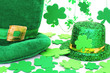 Photo: St Patrick's Day hats with shamrocks over white St Patrick's Day hats with shamrocks over white