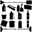 Vector Silhouette:  housework Tools for Washing, Cleaning
