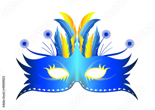 Vector: Masque plume Rio - Bleu - Carnaval Masque plume Rio - Bleu - Carnaval