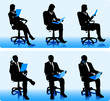 Businessmen silhouettes in office chairs.