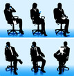 Businessmen silhouettes in office chairs.