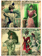 4 cartes postales rétro