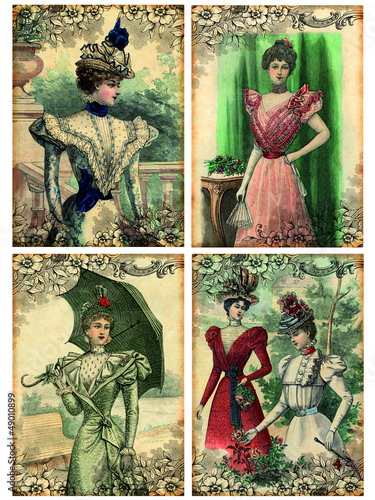Illustration: 4 cartes postales rétro 4 cartes postales rétro