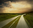 Beautiful view on the road under sky with clouds