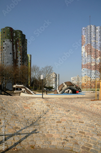 Photo: France, modern building in the Pablo Picasso district of Nanterr France, modern building in the Pablo Picasso district of Nanterr