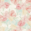 Abstract vintage seamless flower pattern with orchid.