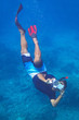 Man with video camera  underwater in Andaman Sea of Thailand