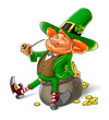 Illustration: elf leprechaun smoking pipe for saint patrick's day elf leprechaun smoking pipe for saint patrick's day