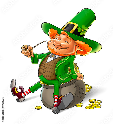 Illustration: elf leprechaun smoking pipe for saint patrick's day elf leprechaun smoking pipe for saint patrick's day