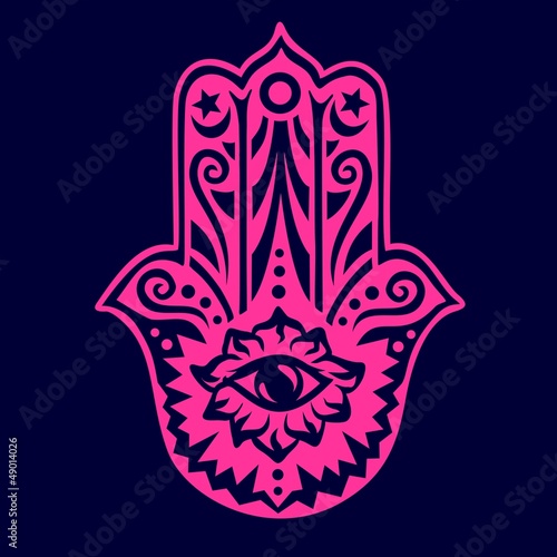 Vector: Hamsa - Hand der Fatima - Schutz Amulett, Symbol Glück und Kraft Hamsa - Hand der Fatima - Schutz Amulett, Symbol Glück und Kraft