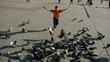 scared pigeons escaping