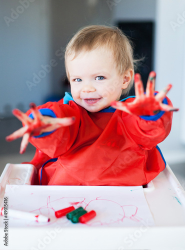 Photo: Child with painted hands Child with painted hands