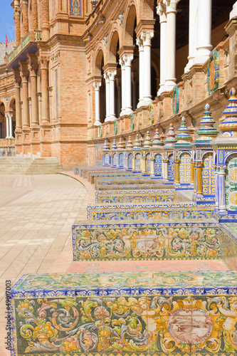 Photo: benches of Plaza de Espana, Sevilla, Spain benches of Plaza de Espana, Sevilla, Spain